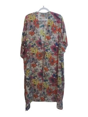Almost Famous Lightweight Floral Kimono Cover-Up Kimono Vibrant Size L